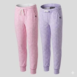 Eddie Bauer Girls Space Dye Jogger Pants Set of 2 Pink Purple Kids Size M 10/12